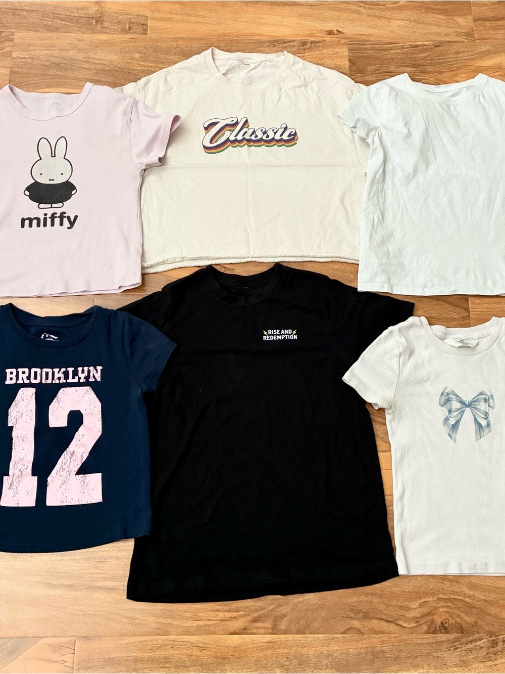 Girls Tee Shirt Bundle Lot Of 6 Size L 10 - 12 Mixed Variety Styles / Colors